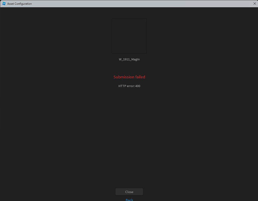 Error 400 while publishing animations - Art Design Support - Developer ...
