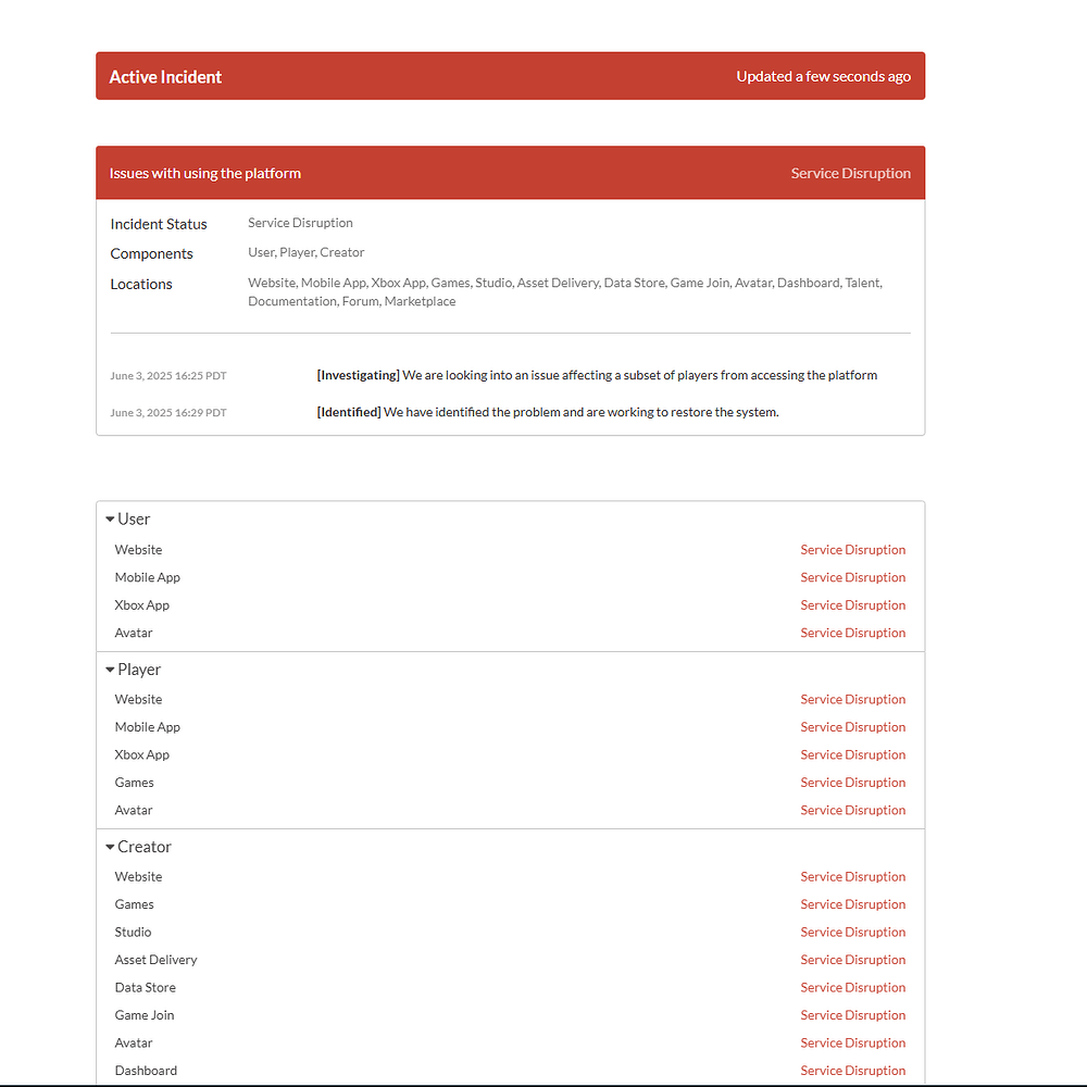 Roblox Is Down Platform Usage Support Developer Forum Roblox