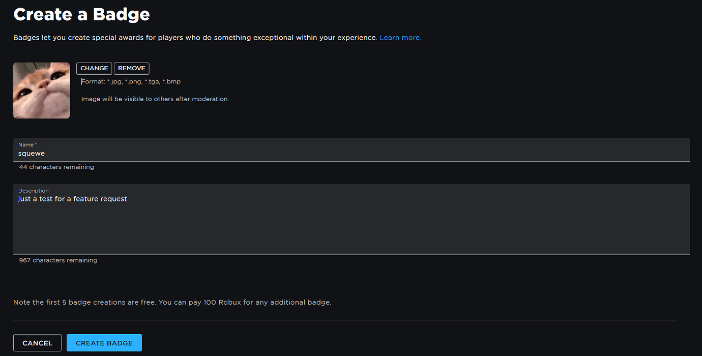 Badge deactivation upon creation - Website Features - Developer Forum ...