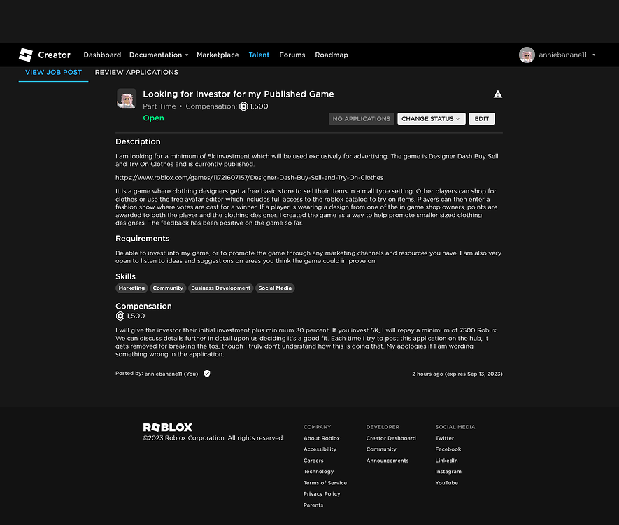 Talent Hub Stuck in Moderation - Platform Usage Support - Developer ...