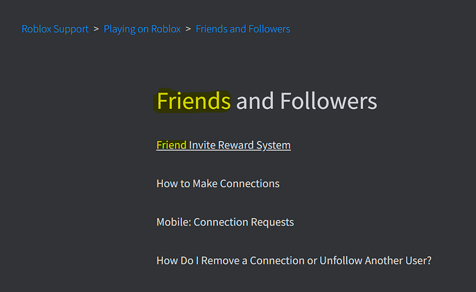 Roblox Articles and Bug Report reasoning Incorrectly displays "Friends ...