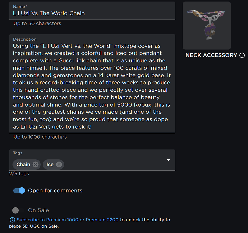 Putting UGC items on sale - Platform Usage Support - Developer Forum ...
