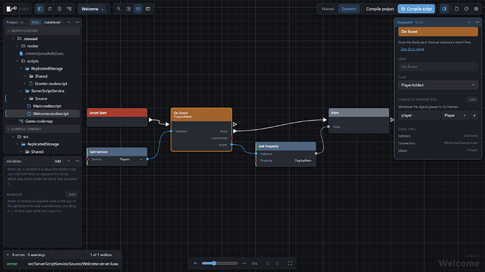 On Event on Players, with its typed player parameter in the Inspector