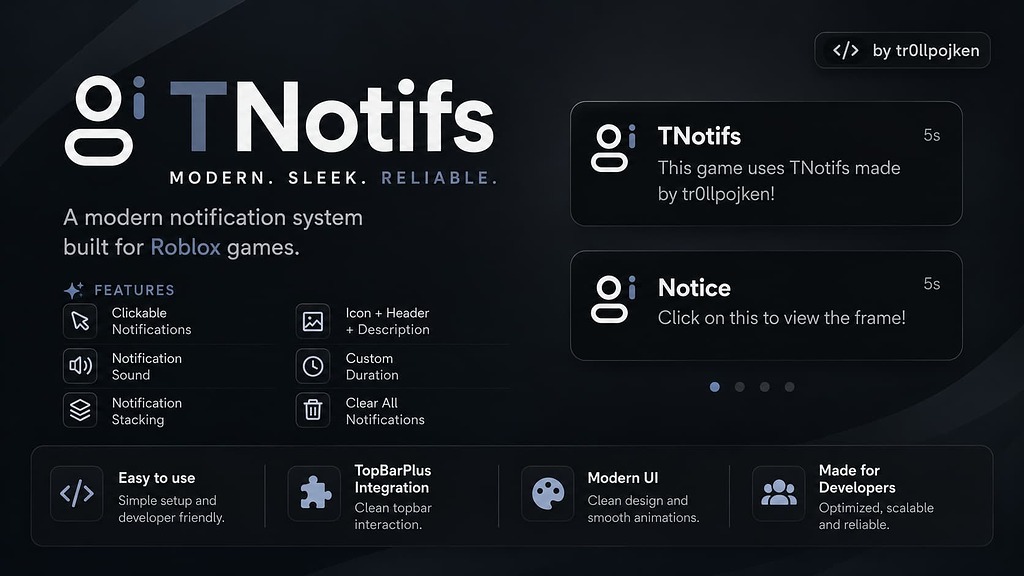 TNotifs | Modern notification system made by tr0llpojken - Community ...