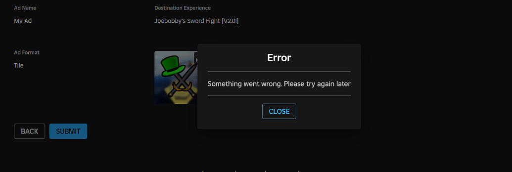 Bug while trying to make an ad - Platform Usage Support - Developer ...