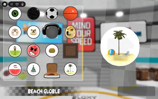 Marble selection menu showing the Beach Globle marble