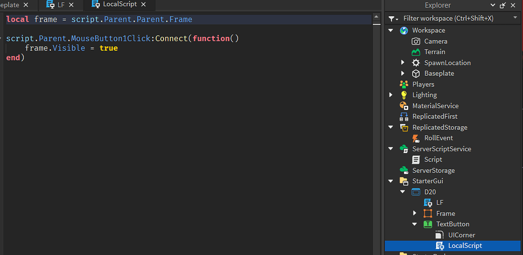 Gui button = Server Message - Scripting Support - Developer Forum | Roblox