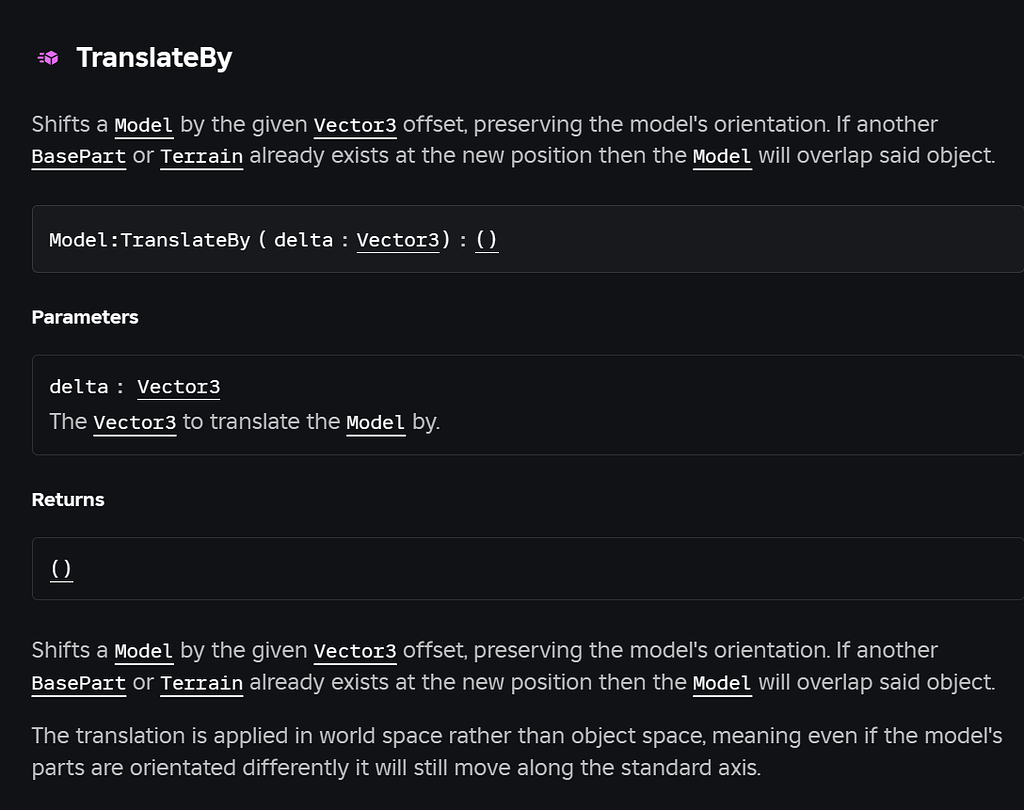 :TranslateTo(Vector3) for a model - Engine Features - Developer Forum ...