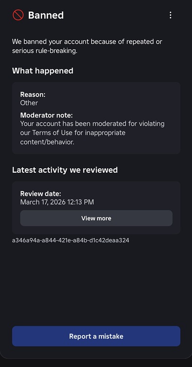 Account falsely banned - Platform Usage Support - Developer Forum | Roblox