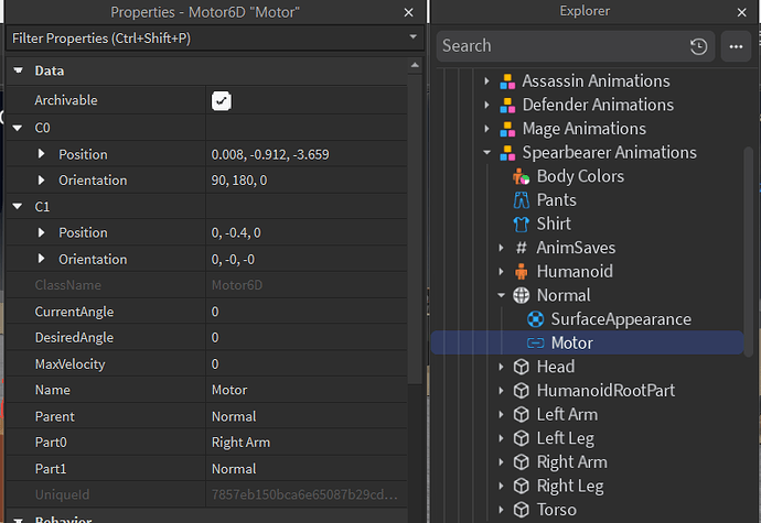 Motor Properties And Location Within The Rig