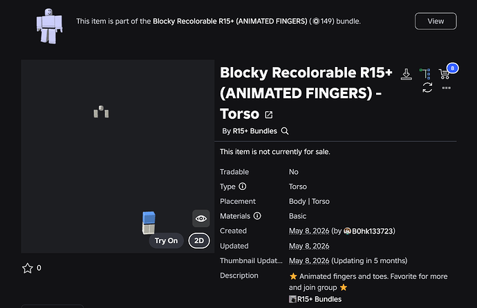 Adaptive R15 Bundles torso icons that are using adaptive animations / R15+ are ...