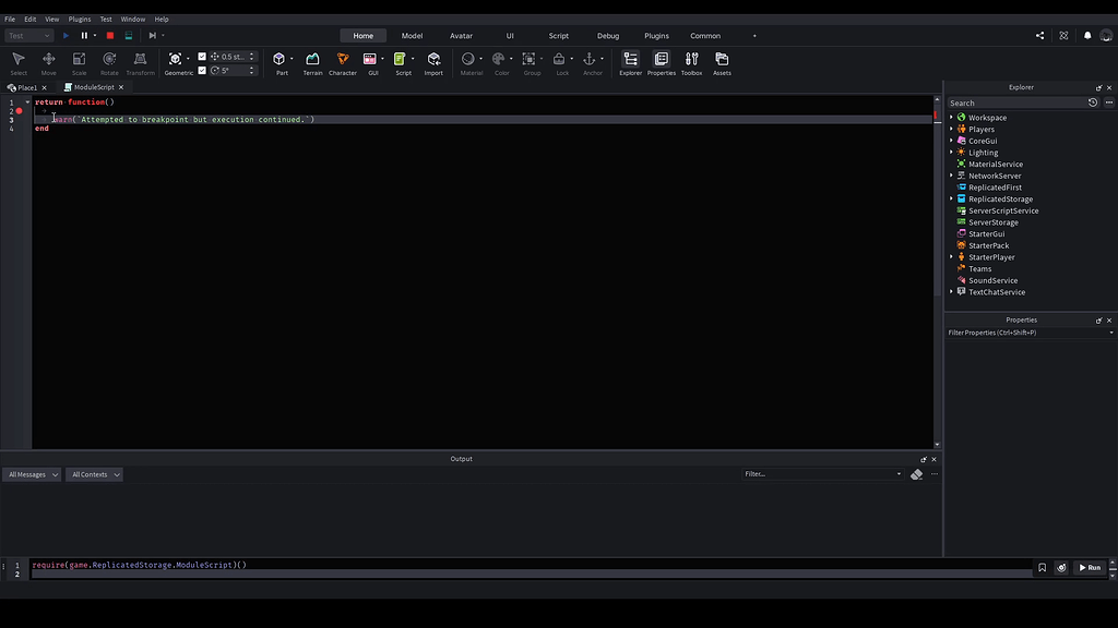 Breakpoints do not trigger in modules when invoked via console - Studio ...