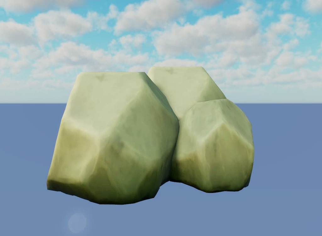 Sculpted and baked low poly rocks textures in substance painter