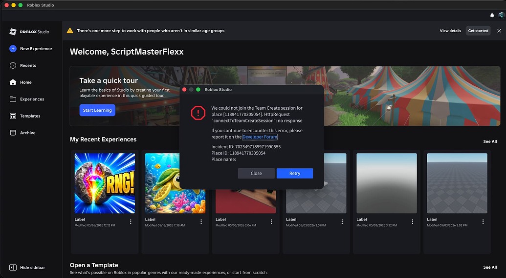 Unable to open game in Studio home page - Studio Bugs - Developer Forum ...