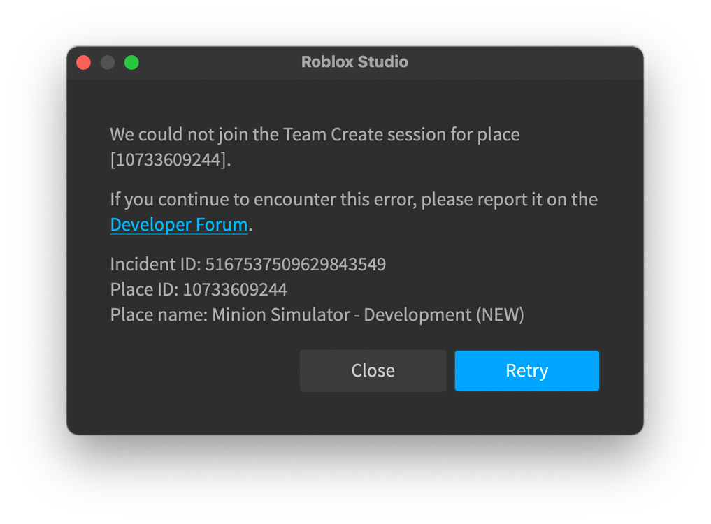 Unable to connect to any Team Create session for last 24 hours - Studio ...