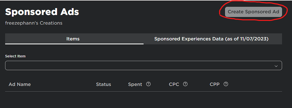 Unable to sponsor game - Platform Usage Support - Developer Forum | Roblox