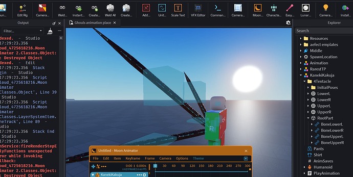 Bones does not appear in moon animator but appears in animation editor ...