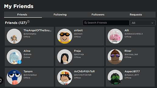 Friendlist Filter &amp; Search is not anymore available - Roblox 