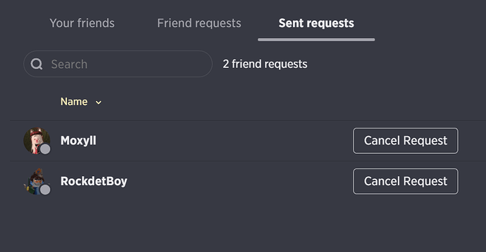 outgoing friend requests