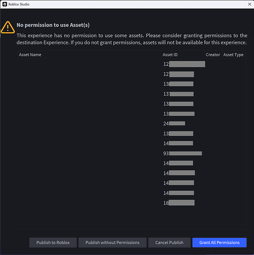 No permission to use Assets