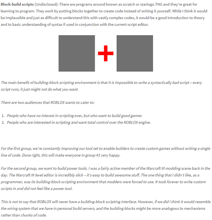 Block coding system, new object BlockScript? - Studio Features ...