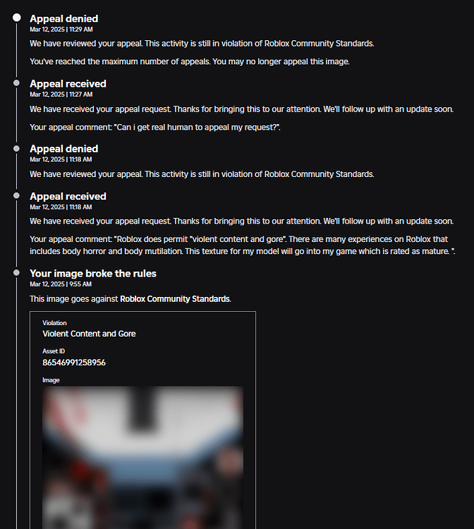 My appeals getting denied within seconds - Platform Usage Support ...
