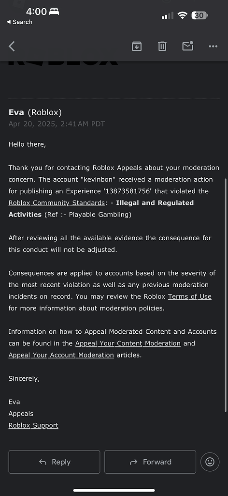 False Game Ban Support Platform Usage Support Developer Forum Roblox
