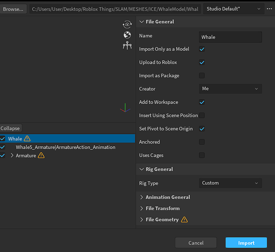 Error when trying to animate a model imported from blender - Art Design ...