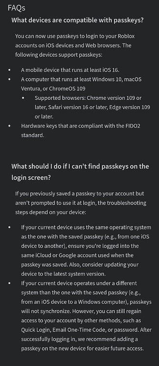 No Passkey Option - Platform Usage Support - Developer Forum | Roblox