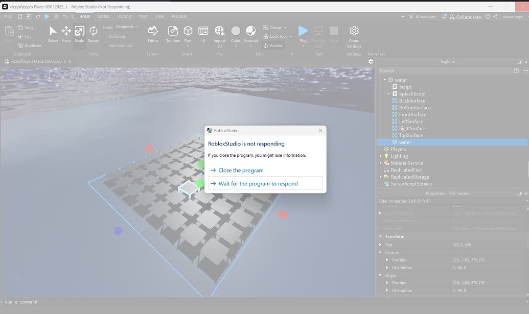 Moving or scaling large parts along the y-axis freezes roblox studio ...