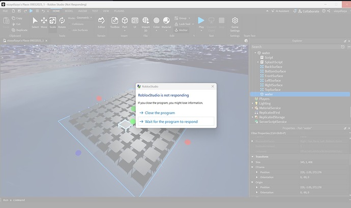 Moving or scaling large parts along the y-axis freezes roblox studio ...