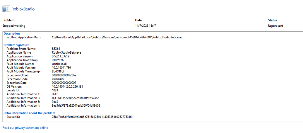 Roblox Studio occasionally closes, usually during Play Solo - Studio ...