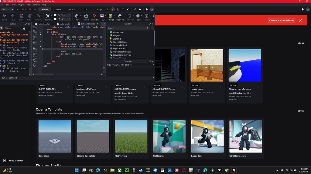 studio loading games weird - Studio Bugs - Developer Forum | Roblox