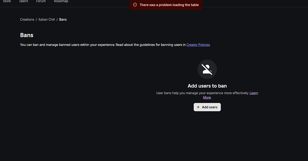 Ban table isn’t loading after unbanning many users - Platform Usage ...