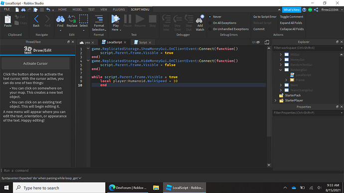Why wont this work? - Scripting Support - Developer Forum | Roblox