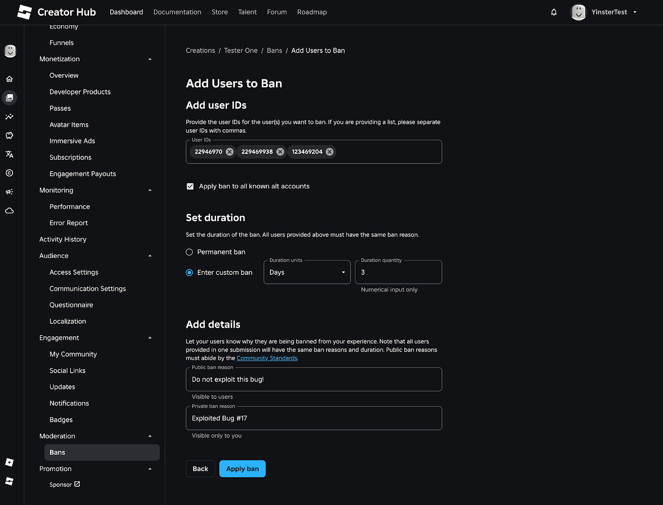 Unban anyone that's banned? - Scripting Support - Developer Forum | Roblox