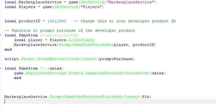 Gamepass purchase script invalid - Scripting Support - Developer Forum