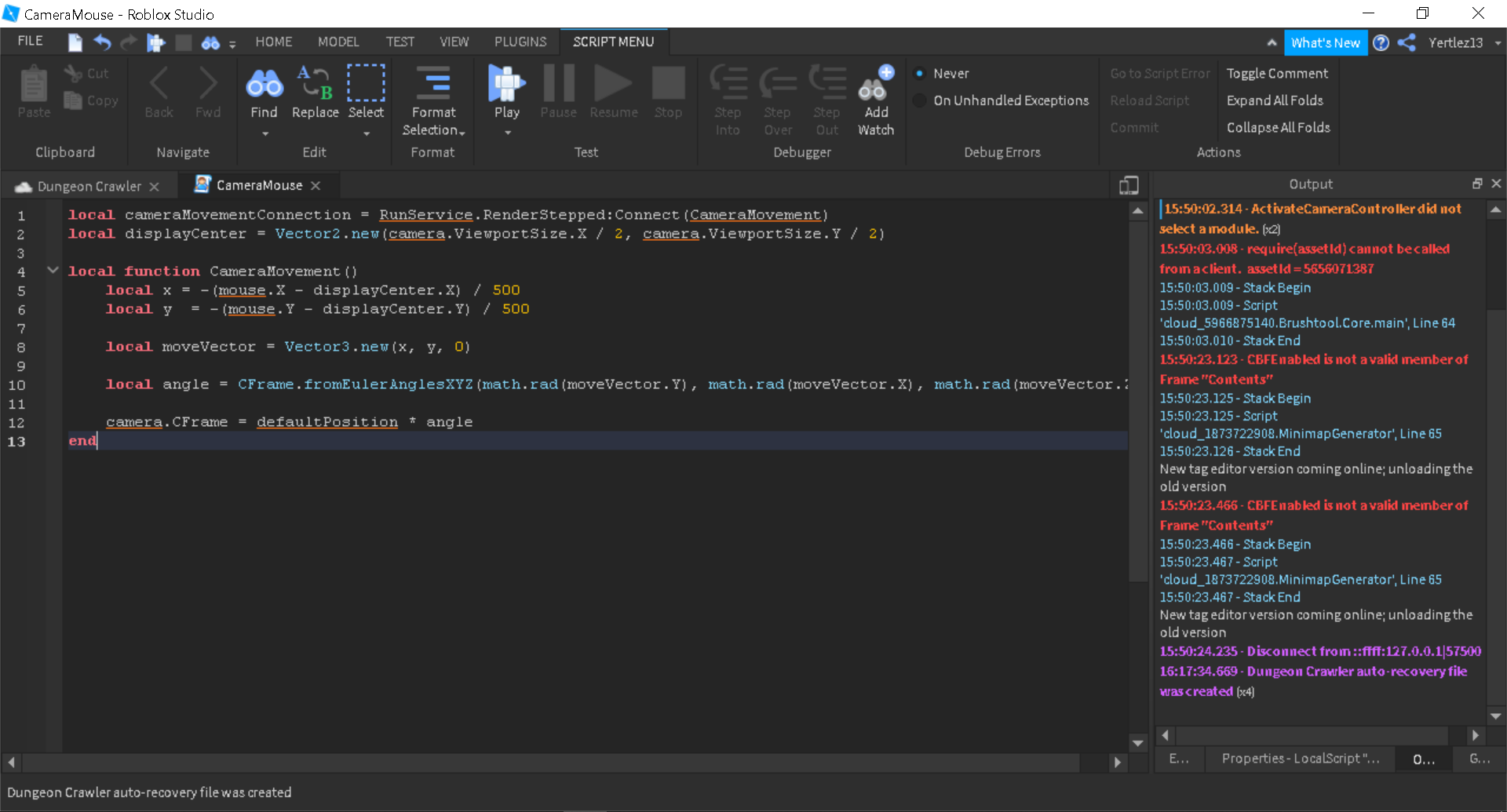 Extended Camera Range with mouse - Scripting Support - Developer Forum ...