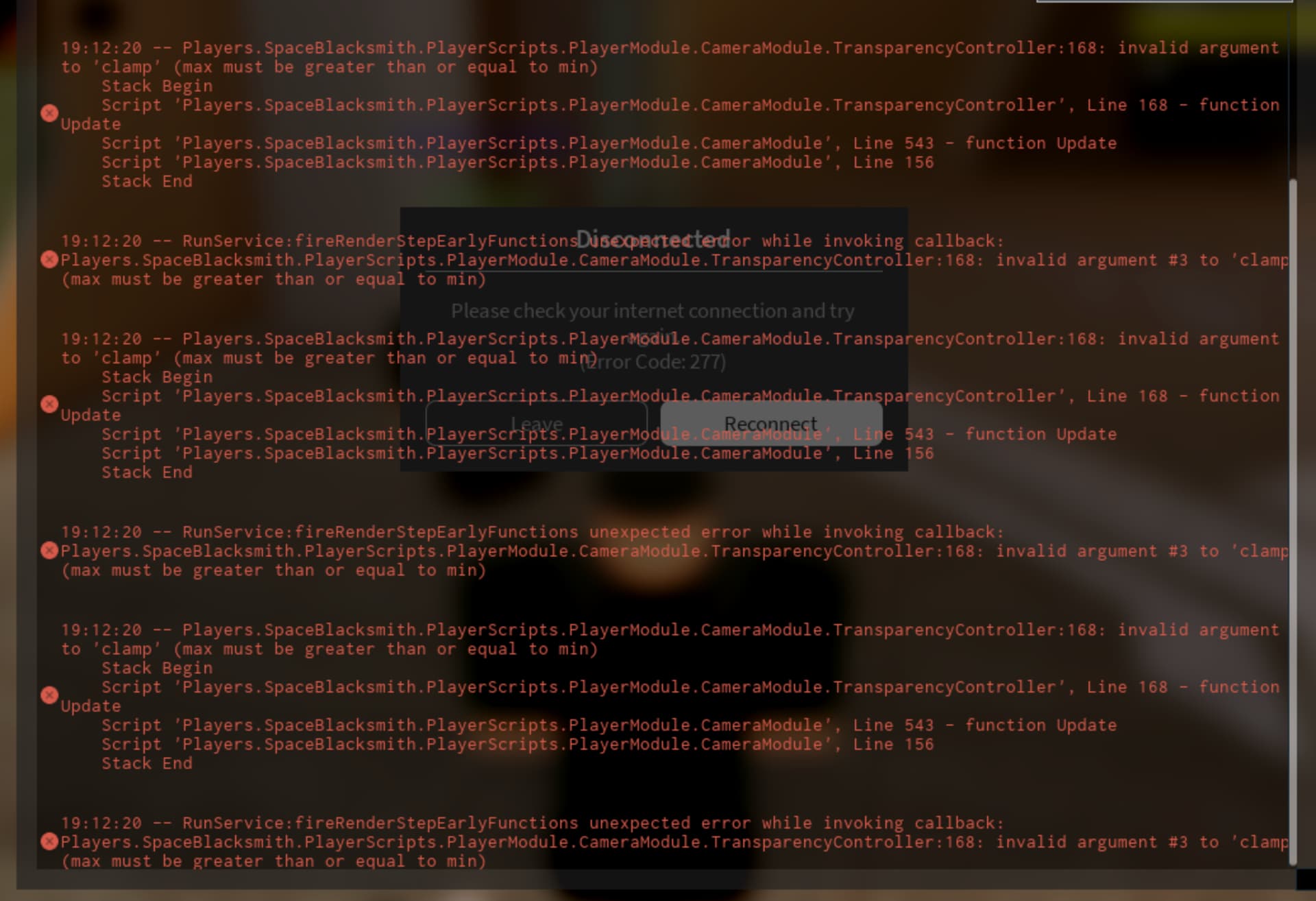 Error from core code in my game, I released my game today during the ...