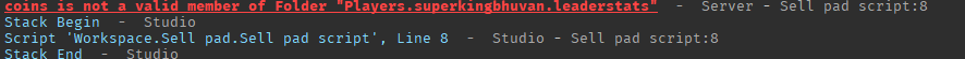 Sell script error - Scripting Support - Developer Forum | Roblox