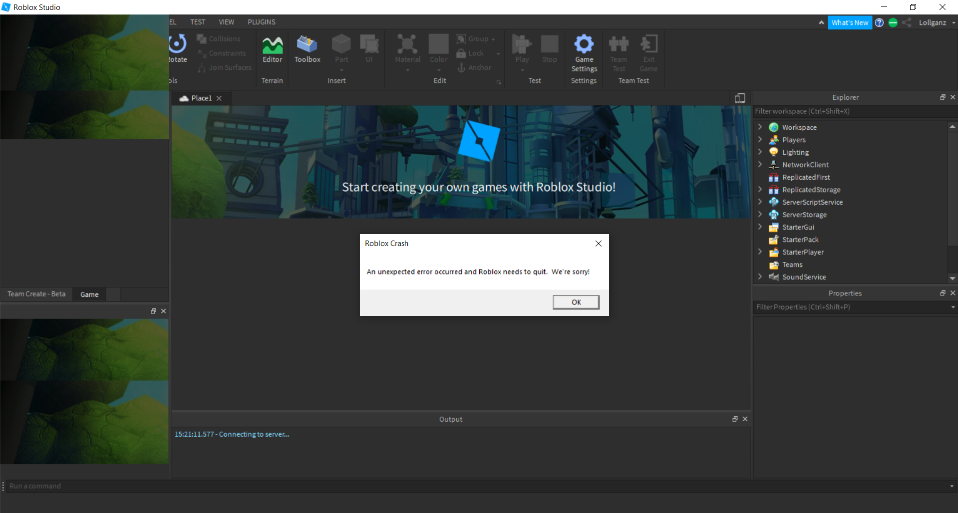 Studio Crashing Upon Start Up In Group Places Studio Bugs Developer Studio Crashing Upon Start Up In Group Places Studio Bugs Developer