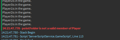 pointFolder isn't a child of Player - Scripting Support - Developer ...