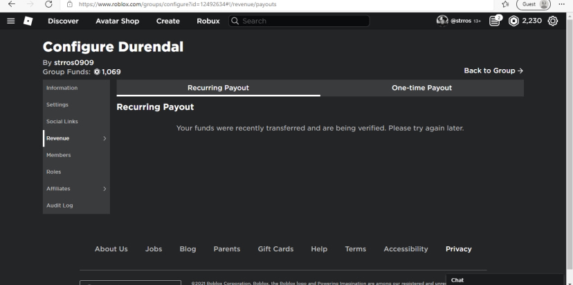 Unable to Use Group Payouts - Website Bugs - Developer Forum | Roblox