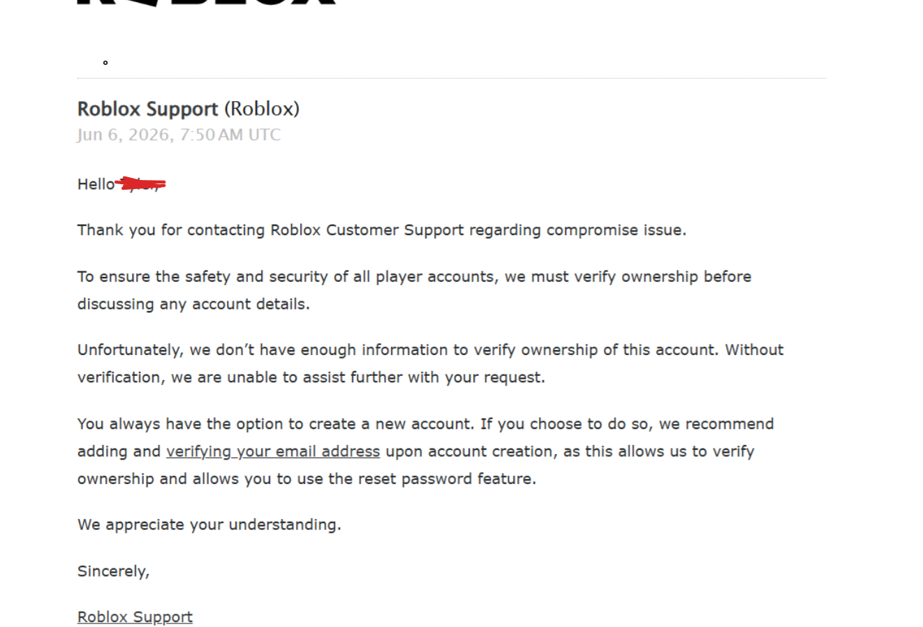 Compromised Account - Platform Usage Support - Developer Forum | Roblox