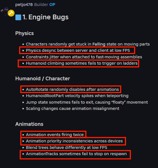 1. Engine Bugs i found out - Engine Bugs - Developer Forum | Roblox