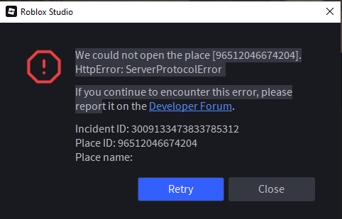 Game not loading in the Studio correctly after name change