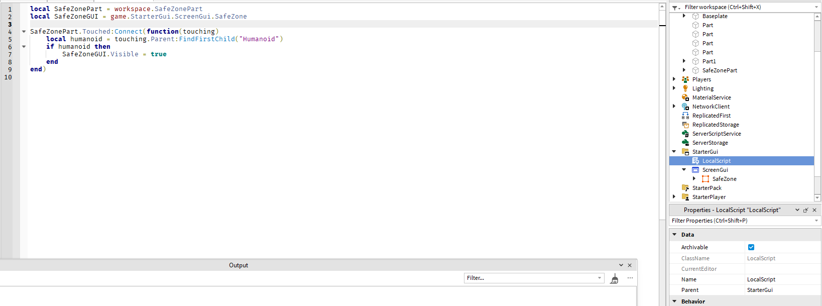 When touching safe zone GUI not popping up - Scripting Support ...