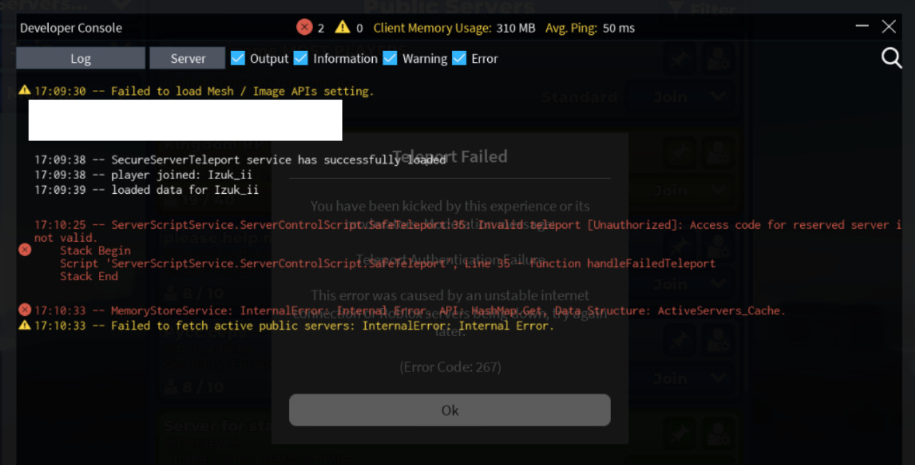 Attemped to teleport to a restricted place - Studio Bugs - Developer ...