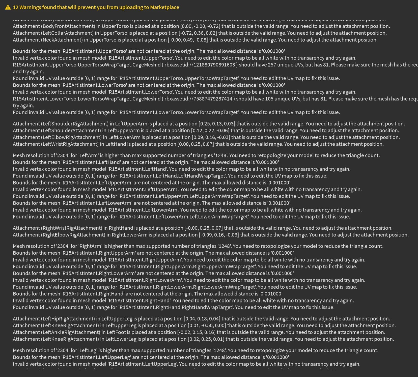 UGC avatar bundle validations unable to pass - Studio Bugs - Developer ...