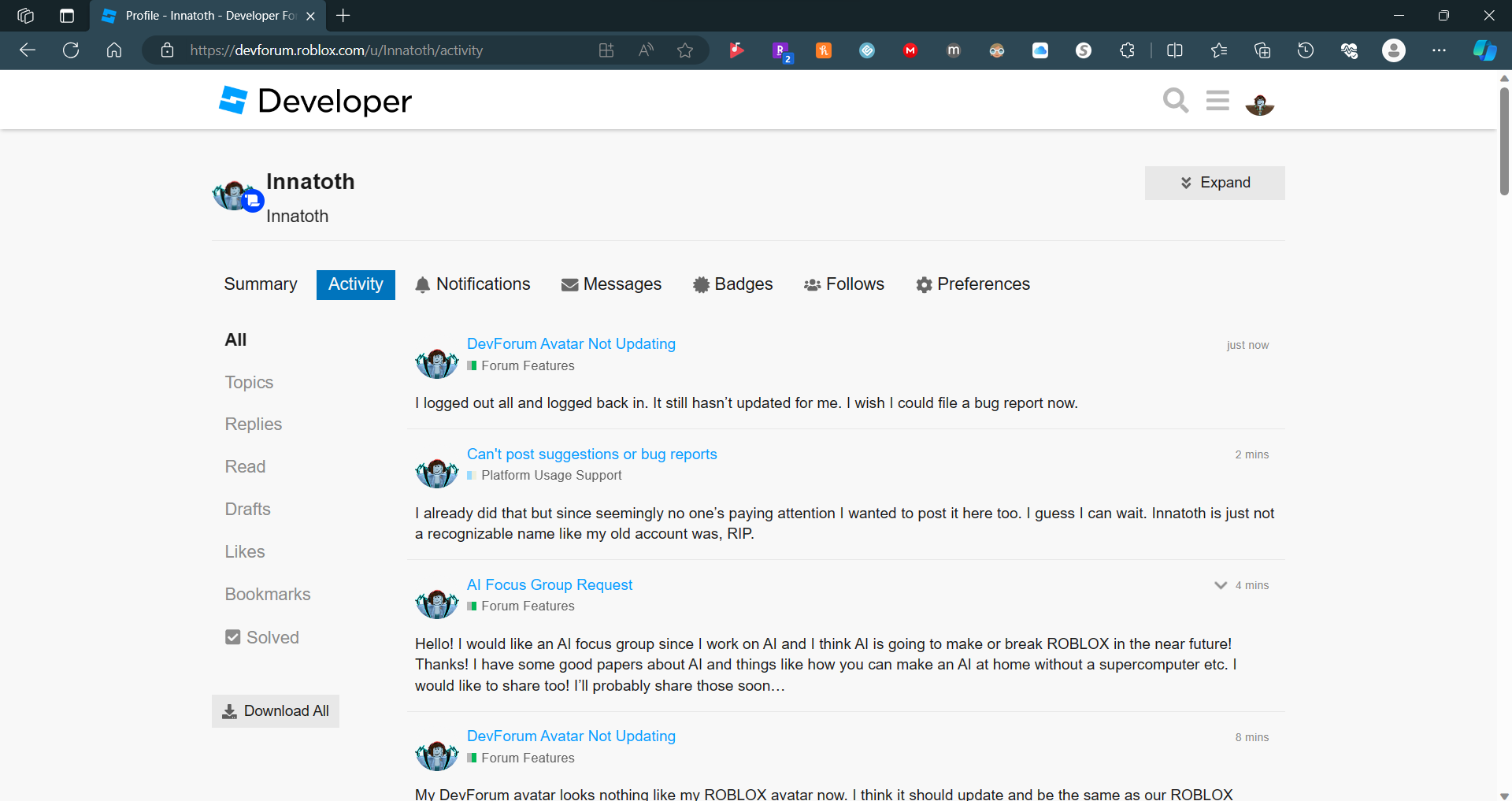 DevForum Avatar Not Updating Forum Features Developer Forum Roblox